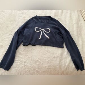 EdiktedKnit Bow Cropped Sweater